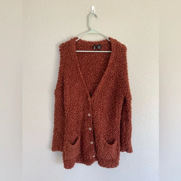 Chunky burnt orange cardigan deals